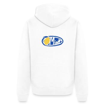 Lemon Yum Blue Retro Oval Logo - Unisex Premium Bio Zip Hoodie - Weiß - Hinten - Thijin (182cm)
