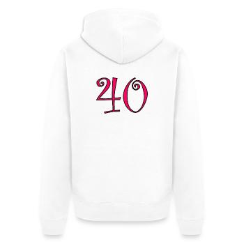 40. 40 ANS. 40e ANNIVERSAIRE. ANNIVERSAIRE 40 ANS. - Veste à capuche bio Premium Unisexe - blanc - Dos - Thijin (182cm)