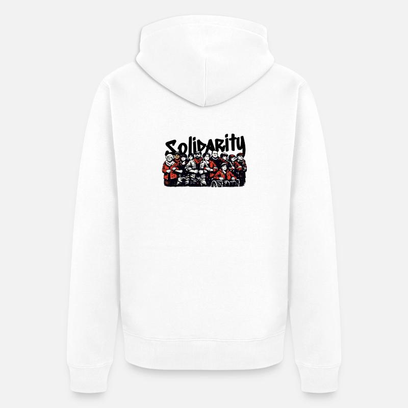 Solidarité communautaire antifasciste - Veste à capuche bio Premium Unisexe - blanc