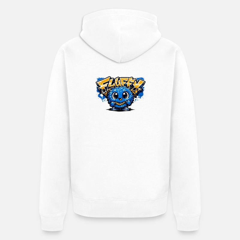 Mascotte bleue Graffiti duveteuse - Veste à capuche bio Premium Unisexe - blanc