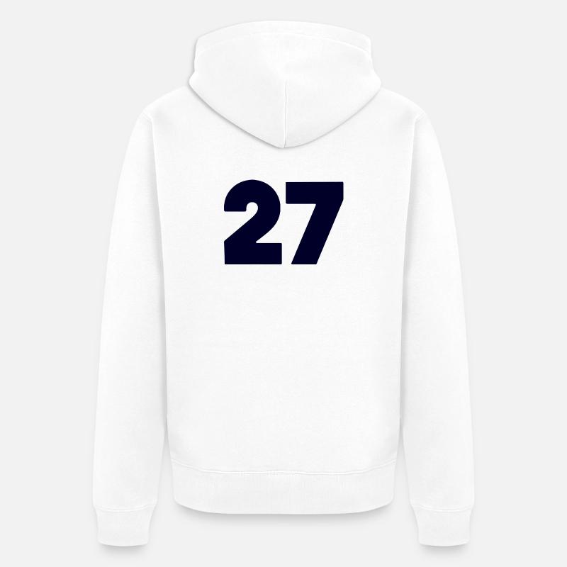 Emblème numérique en gras 27 - Veste à capuche bio Premium Unisexe - blanc