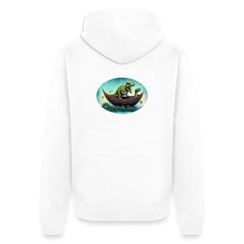 Dino Arche - Unisex Premium Bio Zip Hoodie - Weiß - Hinten - Thijin (182cm)
