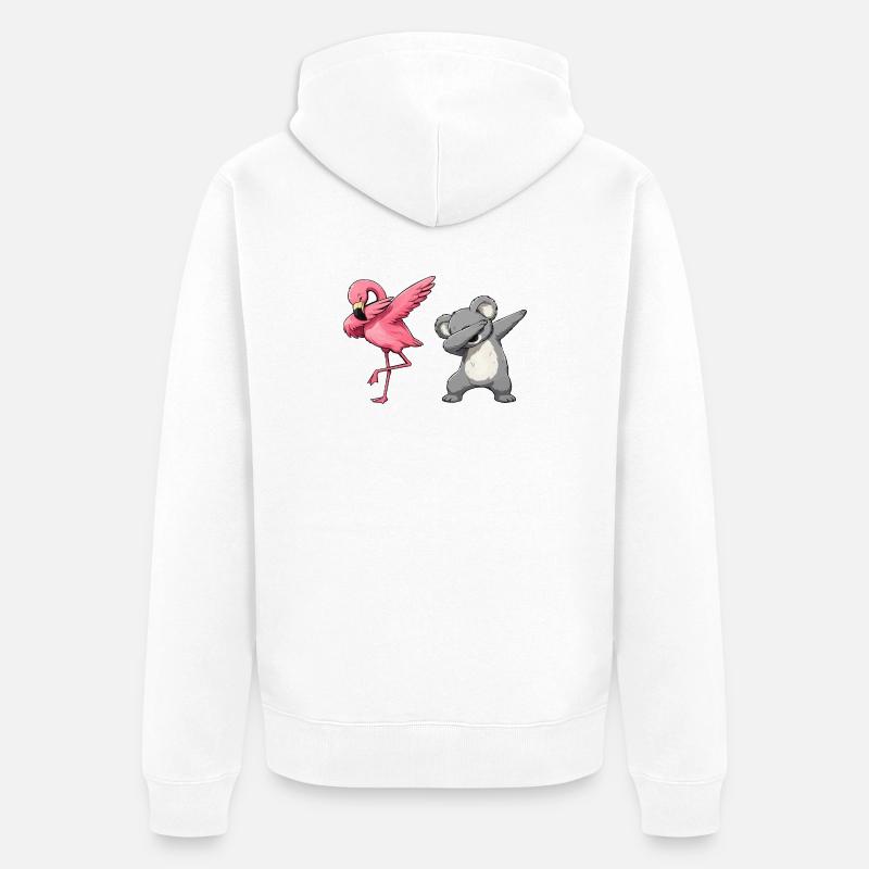 Flamingo Koala Dab Duo - Veste à capuche bio Premium Unisexe - blanc
