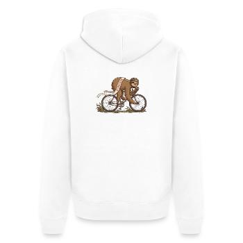 Radfahrer Shirt für Ausdauer Fans - Unisex Premium Bio Zip Hoodie - Weiß - Hinten - Thijin (182cm)