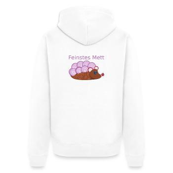 Der Mettigel: Feinstes Mett! (Nr.2) - Unisex Premium Bio Zip Hoodie - Weiß - Hinten - Thijin (182cm)