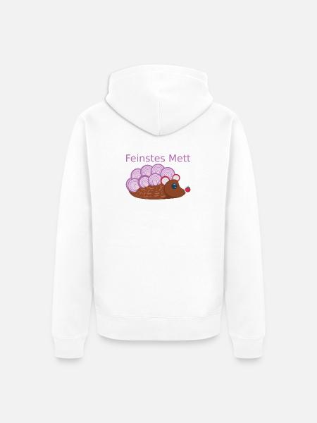 Der Mettigel: Feinstes Mett! (Nr.2) - Unisex Premium Bio Zip Hoodie - Weiß