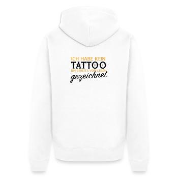 Kein Tattoo, vom Leben gezeichnet - Unisex Premium Bio Zip Hoodie - Weiß - Hinten - Thijin (182cm)