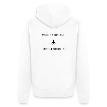 Mode Airplane Mind Focused – Digital Detox Spruch - Unisex Premium Bio Zip Hoodie - Weiß - Hinten - Thijin (182cm)
