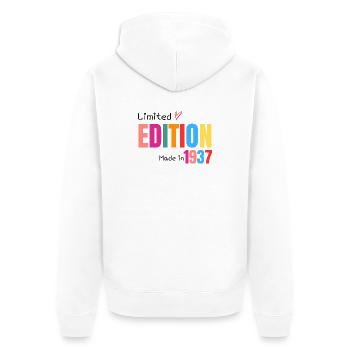 Limited edition Made in 1937 - Unisex Premium Organic Zip Hoodie - white - Back - Thijin (182cm)