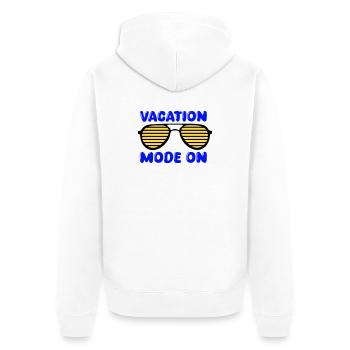 Urlaubsmodus an - Unisex Premium Bio Zip Hoodie - Weiß - Hinten - Thijin (182cm)