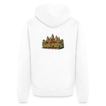 Angkor Wat: Tempelkomplex in Sandfarben - Unisex Premium Bio Zip Hoodie - Weiß - Hinten - Thijin (182cm)