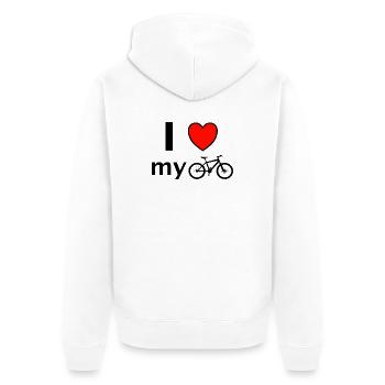 I Love Fahrrad Spruch Geschenk - Unisex Premium Bio Zip Hoodie - Weiß - Hinten - Thijin (182cm)