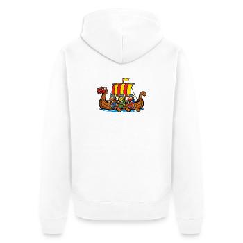 Viking Boat - Unisex Premium Organic Zip Hoodie - white - Back - Thijin (182cm)