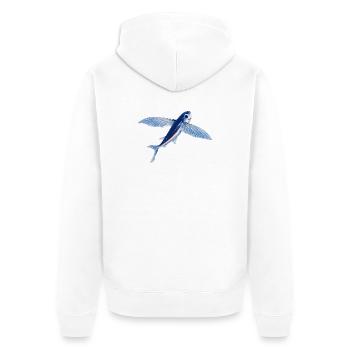 Poisson volant en orange bleu - Veste à capuche bio Premium Unisexe - blanc - Dos - Thijin (182cm)