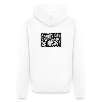 Growth Can Be Messy Persönlich Wachstum Zitat Logo - Unisex Premium Bio Zip Hoodie - Weiß - Hinten - Thijin (182cm)