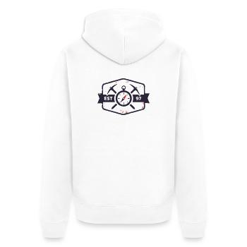Bergretter Kompass Wappen - Unisex Premium Bio Zip Hoodie - Weiß - Hinten - Thijin (182cm)