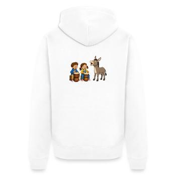 Tambours pour enfants avec âne Motif musical joyeux - Veste à capuche bio Premium Unisexe - blanc - Dos - Thijin (182cm)