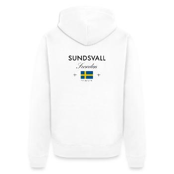 Sundsvall, Suède, coordonne le souvenir de voyage - Veste à capuche bio Premium Unisexe - blanc - Dos - Thijin (182cm)
