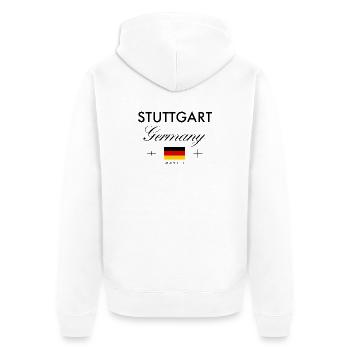 Stuttgart Deutschland Koordinaten Reise Souvenir - Unisex Premium Bio Zip Hoodie - Weiß - Hinten - Thijin (182cm)