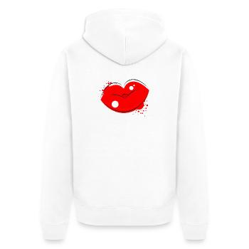 Red Kissing Lips Pop Art - Unisex Premium Organic Zip Hoodie - white - Back - Thijin (182cm)