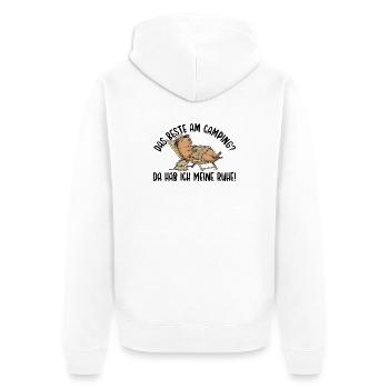 Camping Da hab ich meine Ruhe Capybara Liegestuhl - Unisex Premium Bio Zip Hoodie - Weiß - Hinten - Thijin (182cm)