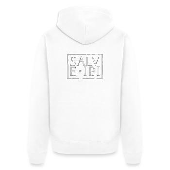 Salve Ibi (Hallo Da!) - Unisex Premium Bio Zip Hoodie - Weiß - Hinten - Thijin (182cm)