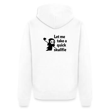 Skelett-Selfie mit Selfie-Stick - Unisex Premium Bio Zip Hoodie - Weiß - Hinten - Thijin (182cm)