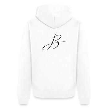 Name mit B Initiale für Ben Benjamin Bastian - Unisex Premium Bio Zip Hoodie - Weiß - Hinten - Thijin (182cm)