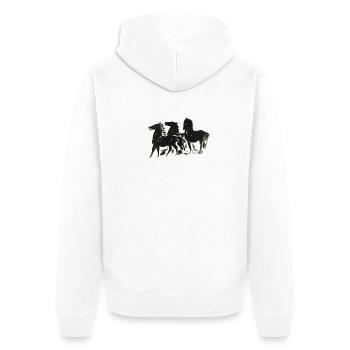 Wild_Black_Horses_Brush_Ink_Sketch - Unisex Premium Bio Zip Hoodie - Weiß - Hinten - Thijin (182cm)