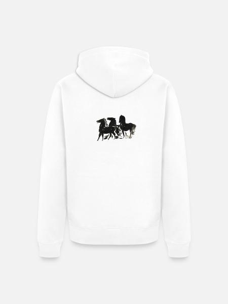Wild_Black_Horses_Brush_Ink_Sketch - Unisex Premium Bio Zip Hoodie - Weiß