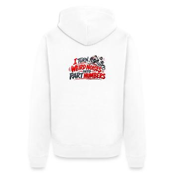 Mechaniker seltsamer Lärm-Diagnosehumor - Unisex Premium Bio Zip Hoodie - Weiß - Hinten - Thijin (182cm)