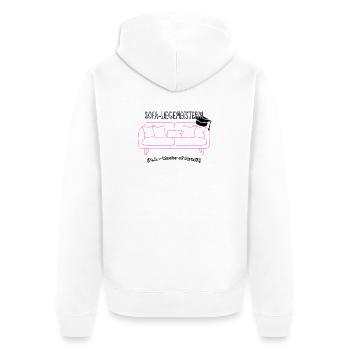 Sofa-Liegemeisterin - Unisex Premium Bio Zip Hoodie - Weiß - Hinten - Thijin (182cm)