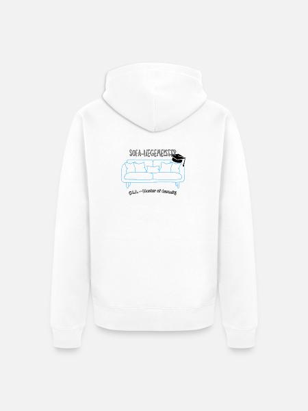 Sofa-Liegemeister: Master der Auszeit - Unisex Premium Bio Zip Hoodie - Weiß