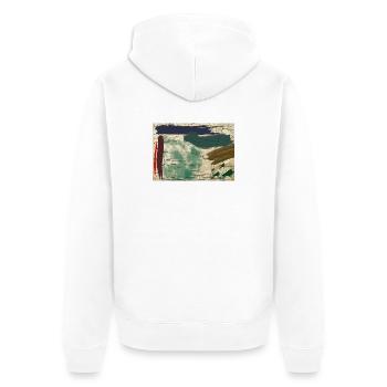 Erdfarbene Abstraktbild - Unisex Premium Bio Zip Hoodie - Weiß - Hinten - Thijin (182cm)