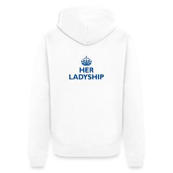 Ihre Ladyship – ein Design für elegante Damen - Unisex Premium Bio Zip Hoodie - Weiß - Hinten - Thijin (182cm)