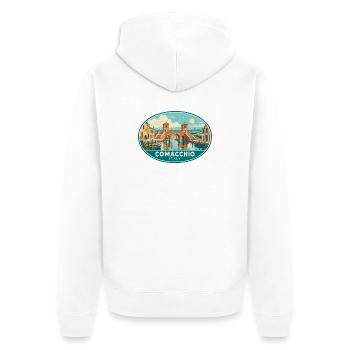Erleben Sie Comacchio in Italien Vintage Canal Town - Unisex Premium Bio Zip Hoodie - Weiß - Hinten - Thijin (182cm)