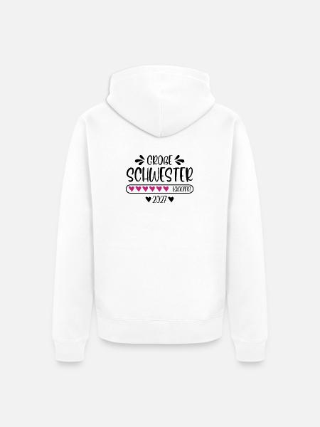 Große Schwester 2027 - Unisex Premium Bio Zip Hoodie - Weiß