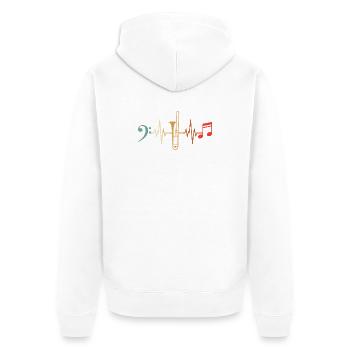 Posaunist Herzschlag-Posaune - Unisex Premium Bio Zip Hoodie - Weiß - Hinten - Thijin (182cm)