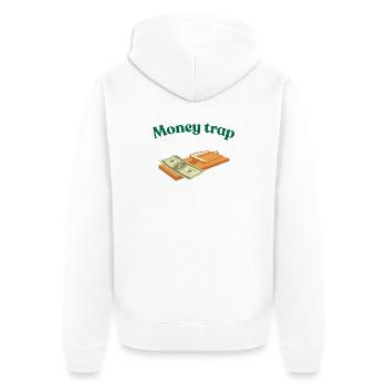 Geld - Unisex Premium Bio Zip Hoodie - Weiß - Hinten - Thijin (182cm)