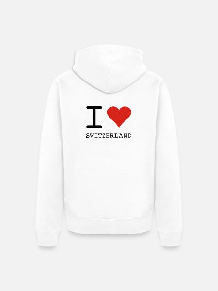 I LOVE SWITZERLAND - Veste à capuche bio Premium Unisexe - blanc