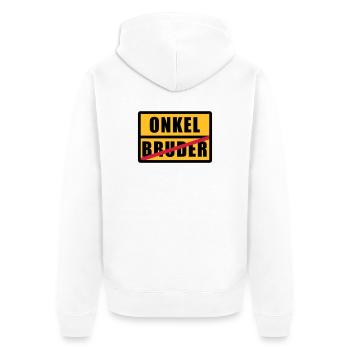 Bruder - Onkel - Unisex Premium Bio Zip Hoodie - Weiß - Hinten - Thijin (182cm)