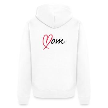 Mom Herz - Unisex Premium Bio Zip Hoodie - Weiß - Hinten - Thijin (182cm)