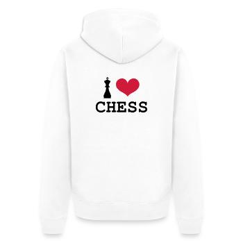 I Love Chess - Unisex Premium Bio Zip Hoodie - Weiß - Hinten - Thijin (182cm)