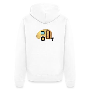 Caravane caravane Glamping Camping Gold Vacances Fan - Veste à capuche bio Premium Unisexe - blanc - Dos - Thijin (182cm)