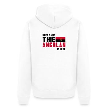Keep Calm Angola Flaggen Design - Unisex Premium Bio Zip Hoodie - Weiß - Hinten - Thijin (182cm)
