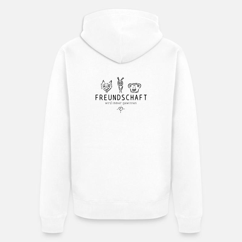 "Freundschaft wird immer gewinnen", schöner Spruch - Unisex Premium Bio Zip Hoodie - Weiß