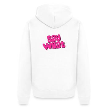Say What - Unisex Premium Bio Zip Hoodie - Weiß - Hinten - Thijin (182cm)