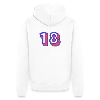 18. 18 JAHRE ALT. 18-JÄHRIGES JUBILÄUM. GEBURTSTAG 18 JAHRE. - Unisex Premium Bio Zip Hoodie - Weiß - Hinten - Thijin (182cm)