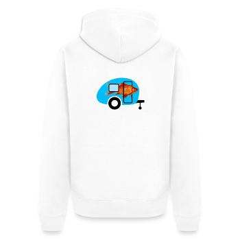 Caravan Goldfish Camping Caravan Vintage Fish - Unisex Premium Organic Zip Hoodie - white - Back - Thijin (182cm)