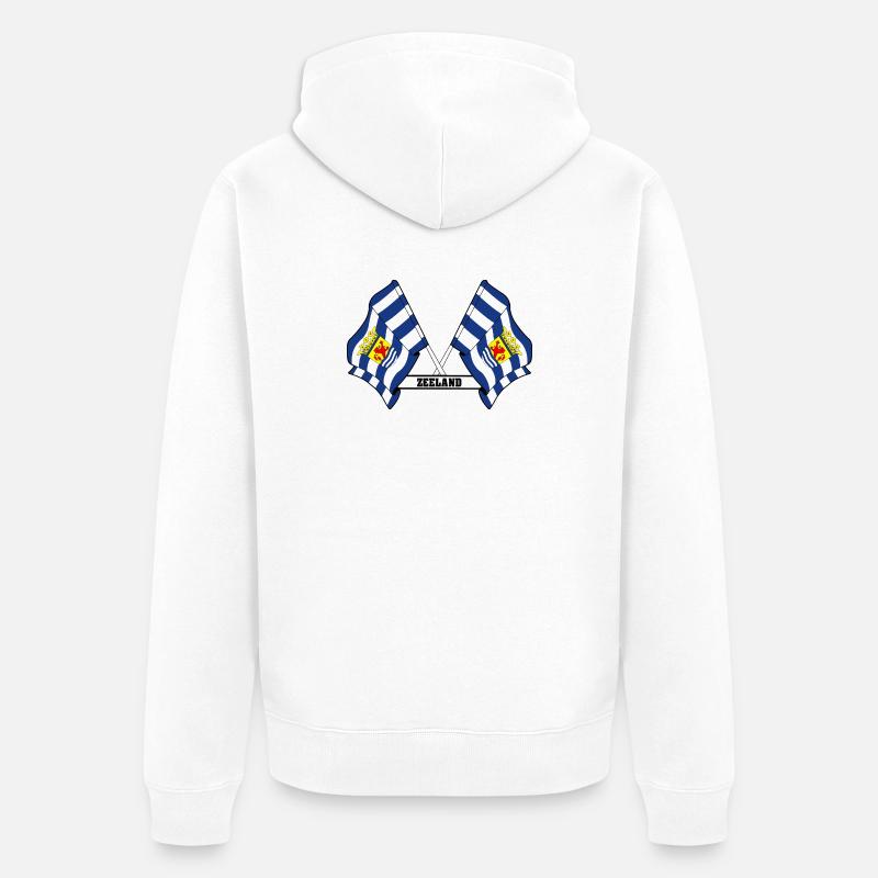 Deux drapeaux texte ZEELAND - Veste à capuche bio Premium Unisexe - blanc